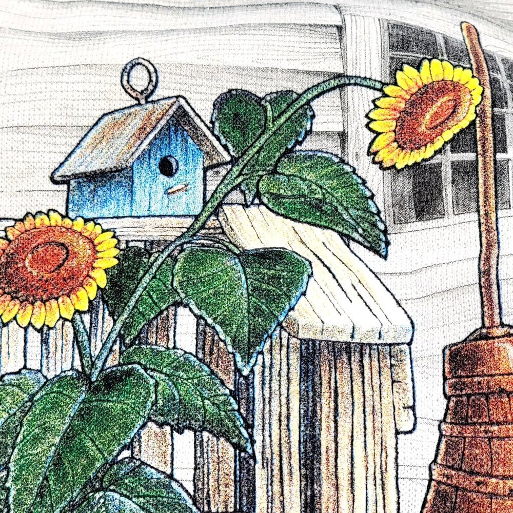 Vtg 90s Farmhouse Garden Grannycore Graphic Crewneck Sweatshirt White - Picture 10 of 16